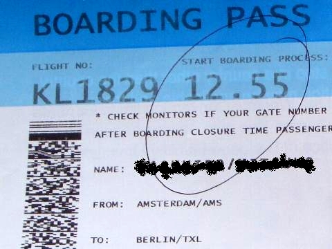 搭乗券 アムステルダム発ベルリン行き。